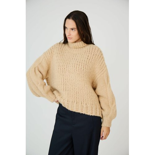 Chunky knit turtleneck jumper beige See U Soon La Redoute