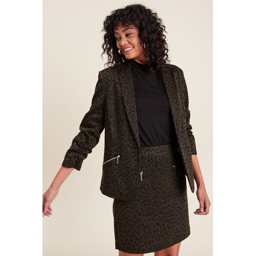 Veste tailleur col chale vert kaki Breal La Redoute