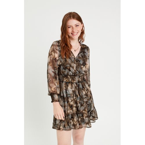 Robe patineuse smockee gris Cache Cache La Redoute