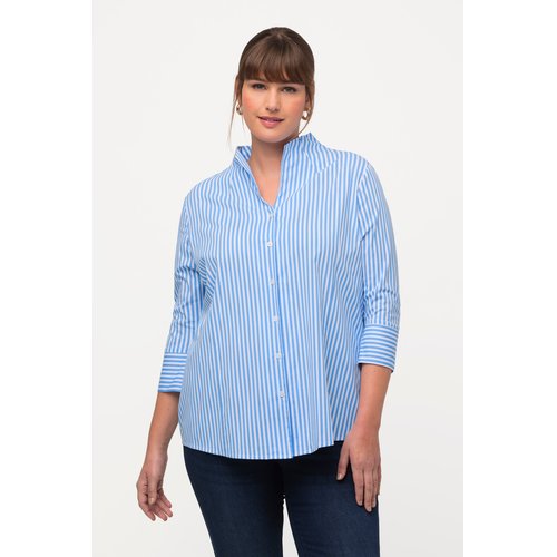 Chemisier raye col jabot et manches 3 4 Ulla Popken La Redoute