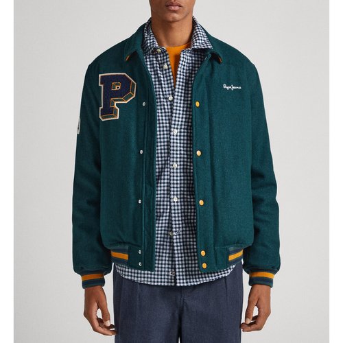 Collared varsity jacket in wool mix green Pepe Jeans La Redoute