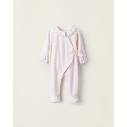 Grenouillere en velours avec n ud pour nouveau ne rose Zippy La Redoute
