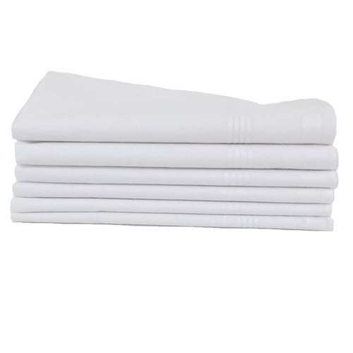 Lot De 6 Mouchoirs 100% Coton Premium Pour Hommes - Neuf Avec étiquettes Blanc Classique | Mouchoirs Luxe Fait Main