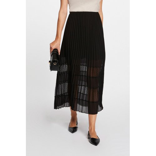 Jupe midi trapeze plissee noir Morgan La Redoute