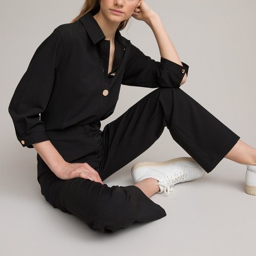 Combinaison pantalon col chemise noir La Redoute Collections La Redoute
