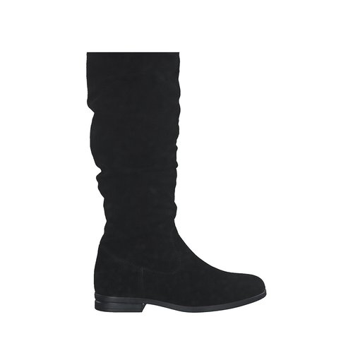 Suede flat calf boots black Tamaris La Redoute