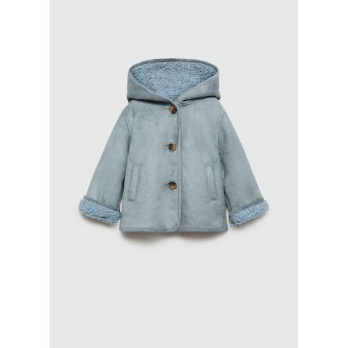 Manteau capuche double imitation mouton retourne bleu Mango Baby La Redoute