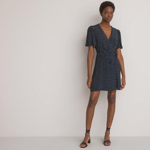 princess polly baby blue dress Florida Midi Dress in Mini Navy Polka Dot
