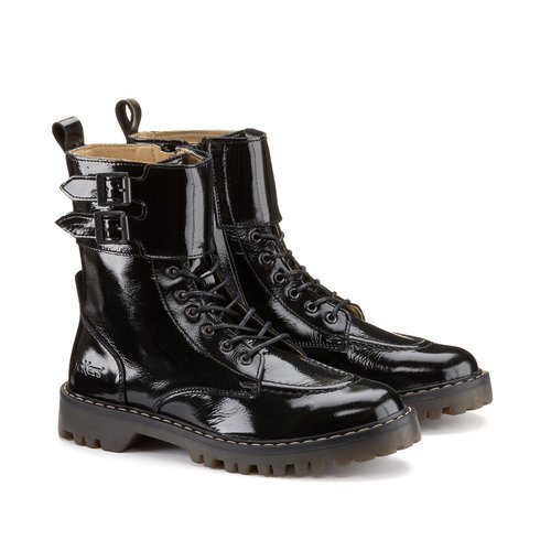 Deckranger leather ankle boots black patent Kickers La Redoute