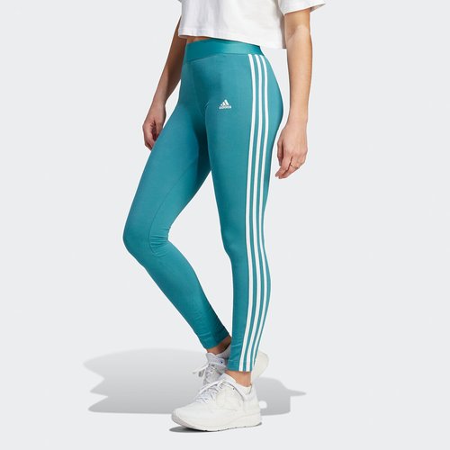Essentials 3 stripes cotton leggings turquoise blue Adidas Sportswear La Redoute