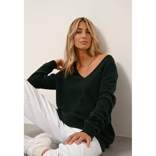 Opal pull col v devant et dos ivoire 100 cachemire cypres Just Cashmere La Redoute