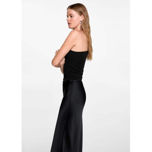 Jupe longue satinee noir Mango Teen La Redoute