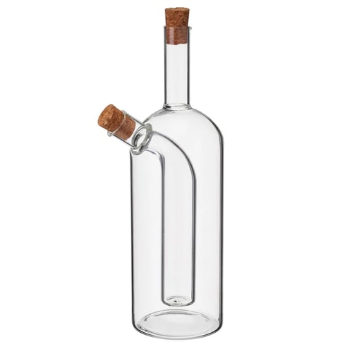 Burette Huilier Et Vinaigrier Sagaform – Verre Et Bouchons Chêne – 8 X 12 Cm – Lot Sans Contenu
