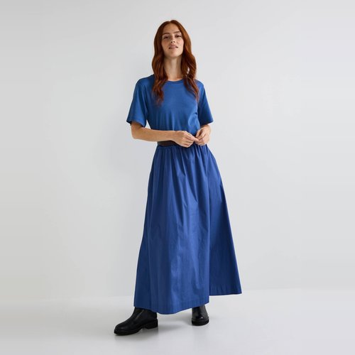 Robe longue bi matiere unie en coton bio Monoprix La Redoute