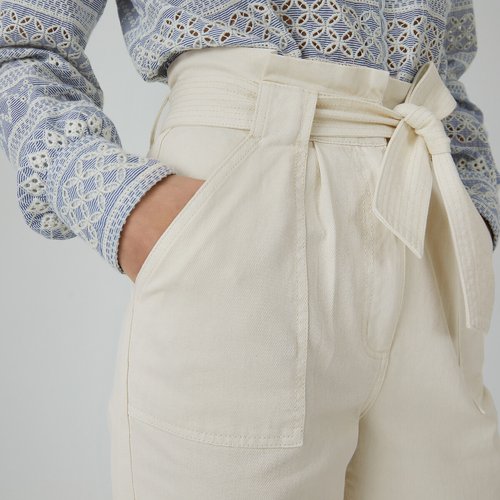 Cotton paperbag trousers length 30.5 La Redoute Collections La Redoute