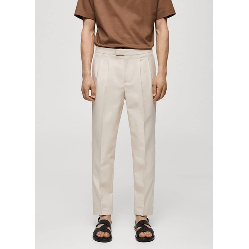 Pantalon costume pinces slim fit 100 coton ecru Mango Man La Redoute