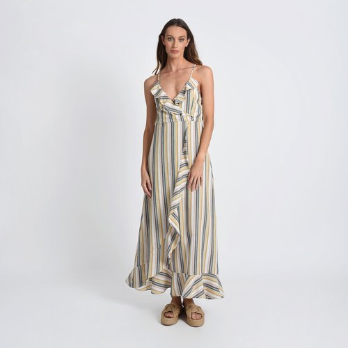 Robe longue rayee a bretelles Molly Bracken raye kaki La Redoute