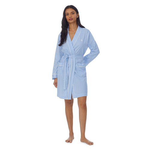 Peignoir kimono raye en jersey coton