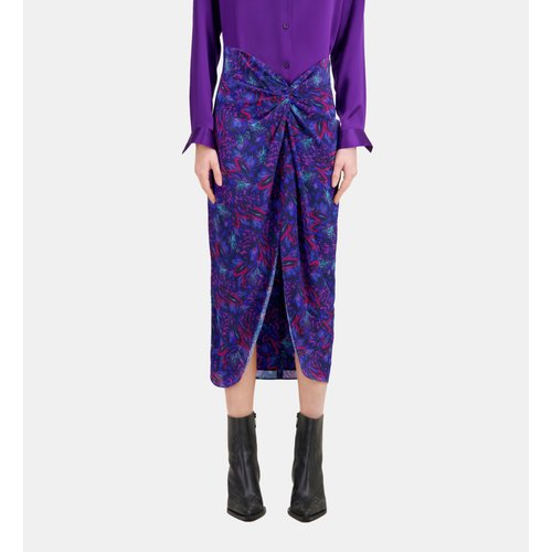 Jupe midi effet drape blue red The Kooples La Redoute