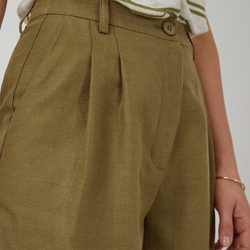 Bermuda a pinces en lin et coton La Redoute Collections La Redoute