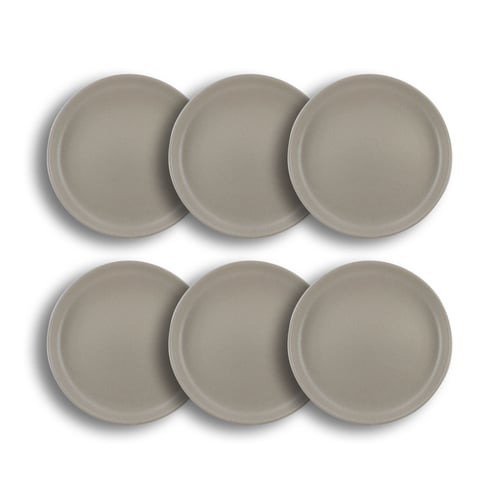 Lot De 6 Assiettes à Dessert Arita 20,5 Cm - Grès Beige épuré - Résistantes Et élégantes - Pour Table Moderne Ou Classique