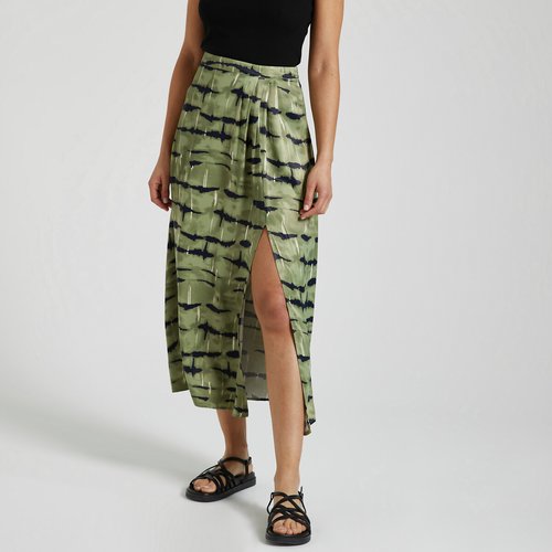 Green animal print maxi skirt outlet