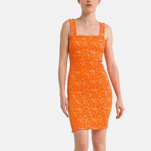 Robe courte imprimee col carre imprime orange Noisy May La Redoute
