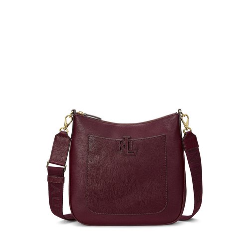 Sac bandouliere en cuir cameryn large Lauren Ralph Lauren bordeaux La Redoute