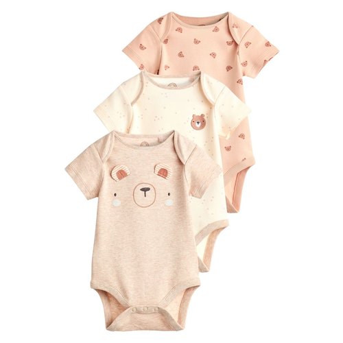 Lot de 3 bodies bebe a manches courtes ours neutre Next La Redoute