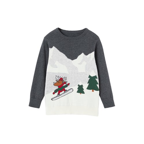 Pull de noel motif paysage ludique anthracite Vertbaudet La Redoute