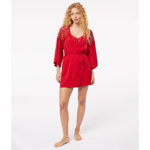 Deshabille satin et dentelle parure Etam rouge La Redoute