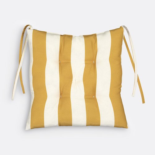 Cuscino Rotondo Per Sedia 35x35x5 Cm - Giallo - Antiscivolo Con Lacci - Per Interni/Esterni, Ufficio, Cucina, Giardino - 4