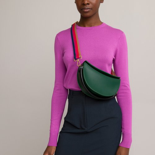 Sac a main forme demi lune vert fonce La Redoute Collections La Redoute