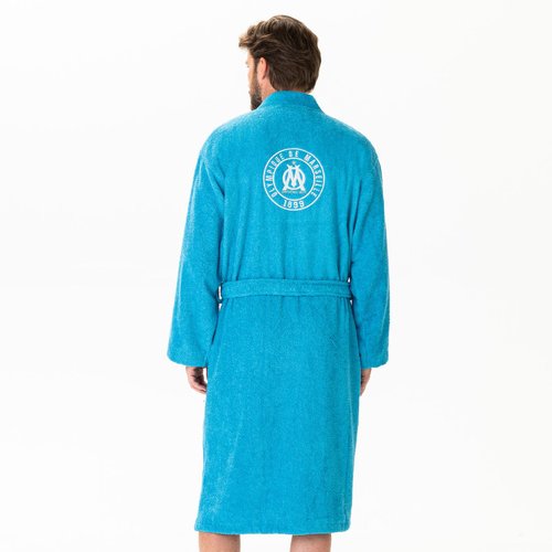Peignoir col kimono brode bouclette 100 coton om 1899 bleu Olympique De Marseille La Redoute