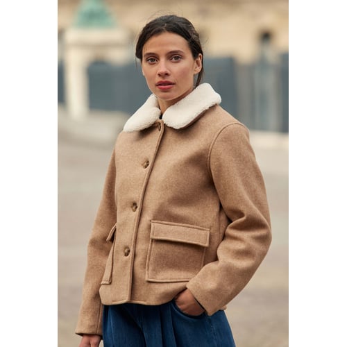 Manteau Court Femme Patrice Breal Taille 44-46 (L-XL) En Laine - Occasion Très Bon état