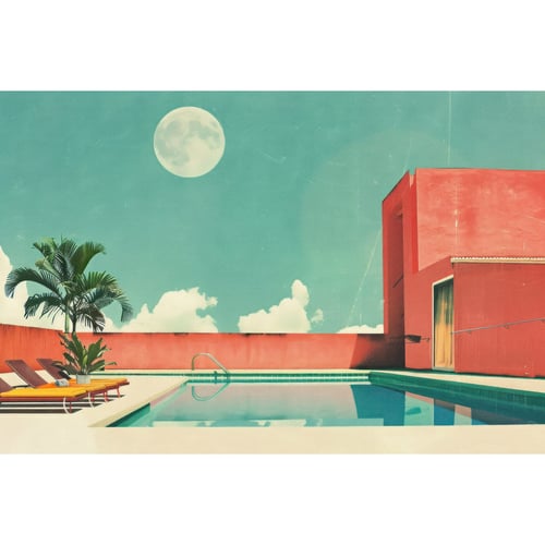 Tableau Verre Acrylique Architecture Los Angeles Avec Piscine - 80x120 Cm - Made In France - Déco Murale Moderne
