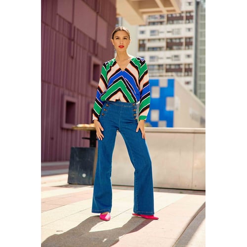 Pantalon D'été à Pois Bleu Marine Et Blanc - Taille 38/40 - Neuf Sans étiquettes