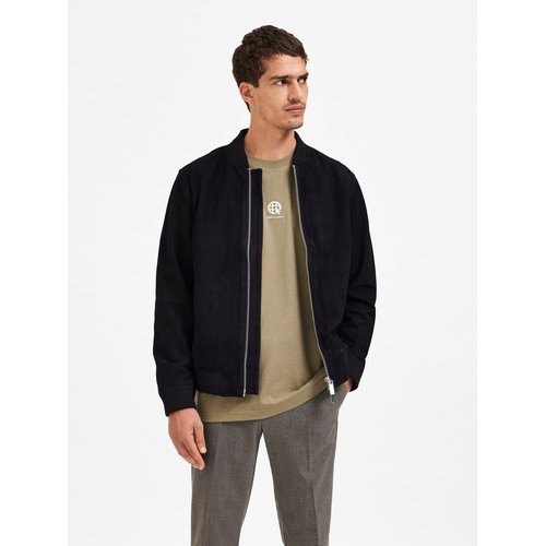 Veste bomber daim Selected Homme La Redoute