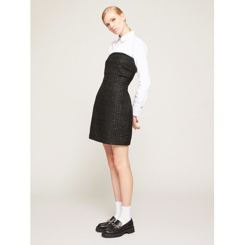 Robe bustier courte en tweed fil textile noir Motivi La Redoute