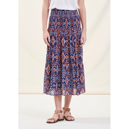 Jupe mi longue en voile imprime taille smockee La Fee Maraboutee La Redoute