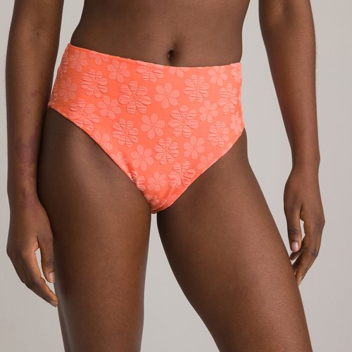 Floral towelling bikini bottoms with high waist orange La Redoute Collections La Redoute