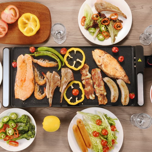 Plancha Électrique SENYA XL 2200W - Grande Surface 51x25cm Antiadhésive Effet Pierre
