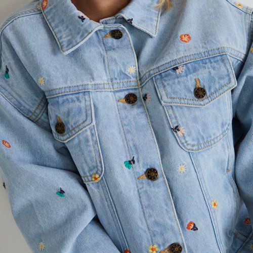 Veste en jean brodee bleach denim Monoprix La Redoute