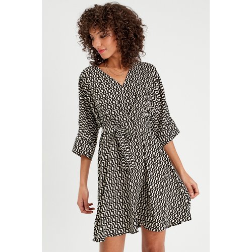 Robe evasee manches 3 4 blanc Cache Cache La Redoute