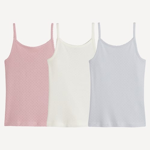VERTBAUDET - Lot De 3 Débardeurs Fins Pour Fille - Coloris Framboise - 100% Coton - Taille 10 Ans