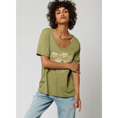 T shirt 100 coton manches courtes coton biologique marjo kaki Kaporal La Redoute