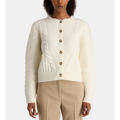 Gilet droit kool en maille torsadee laine ecru Jodhpur La Redoute