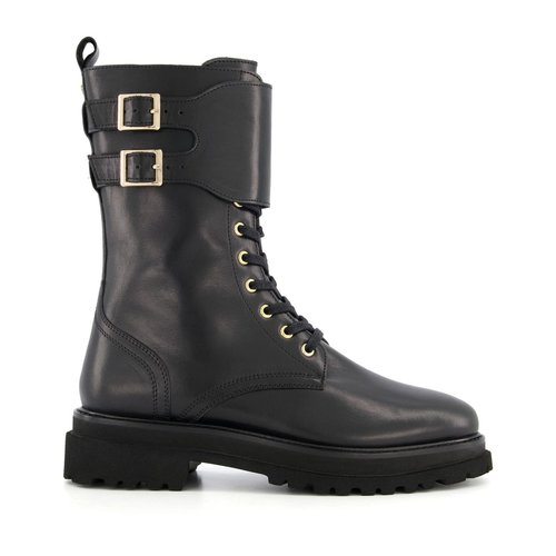 Bottines a lacets a double boucle prime noir cuir Dune London La Redoute