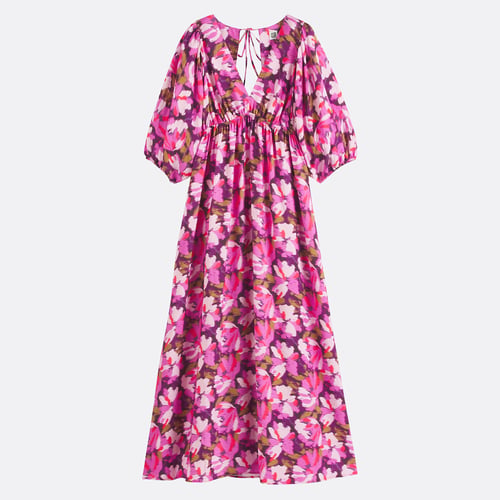 Robe Femme Grande Taille 58/60 - Robe Longue Imprimée Florale Manches Longues Irrégulière V-Cou