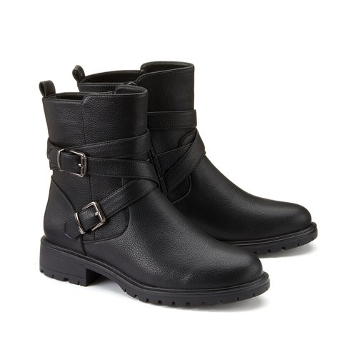 Notched sole biker boots black La Redoute Collections La Redoute